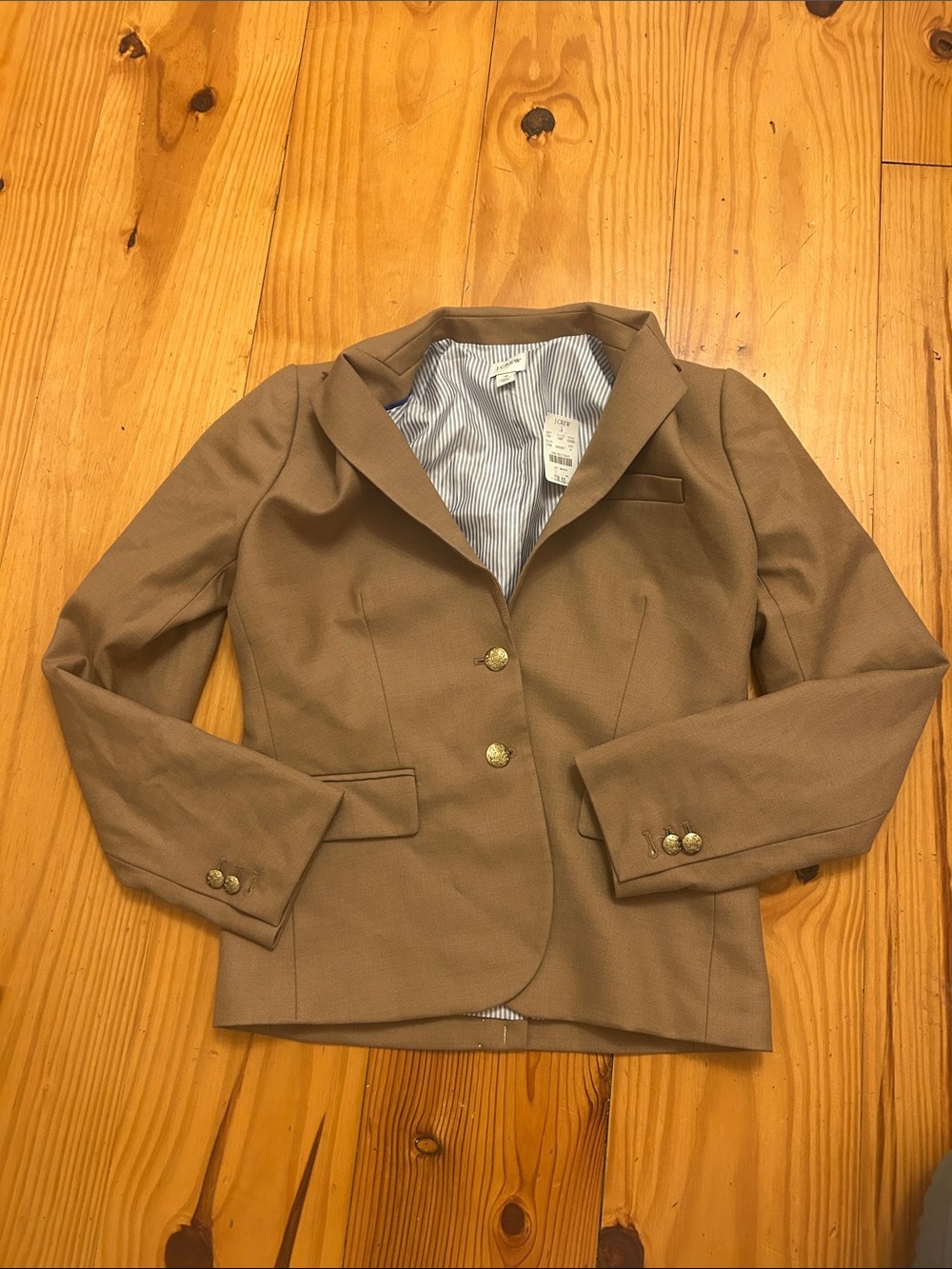J. Crew Tan Women's Blazer with Gold Buttons